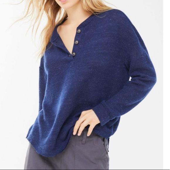 NWT Urban Outfitters Cozy Oversized Henley Top - Picture 1 of 5